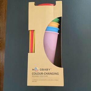 Color Changing Reusable Cold Cups w/ Lids and Straws